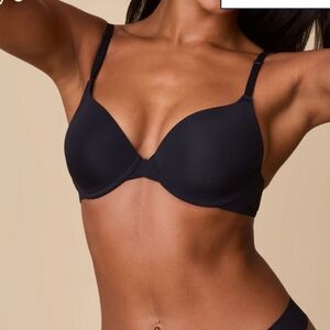 Black Underwire Bra with Molded Cups and Adjustable Straps